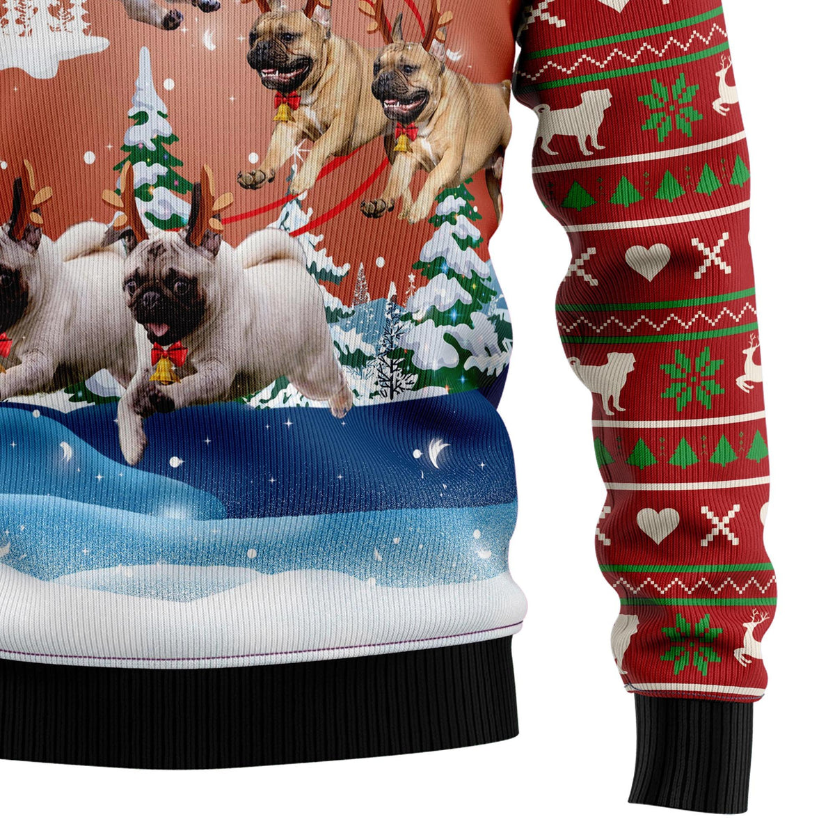 Pug reindeer 3D Christmas Sweater - Holiday Gift product image 4