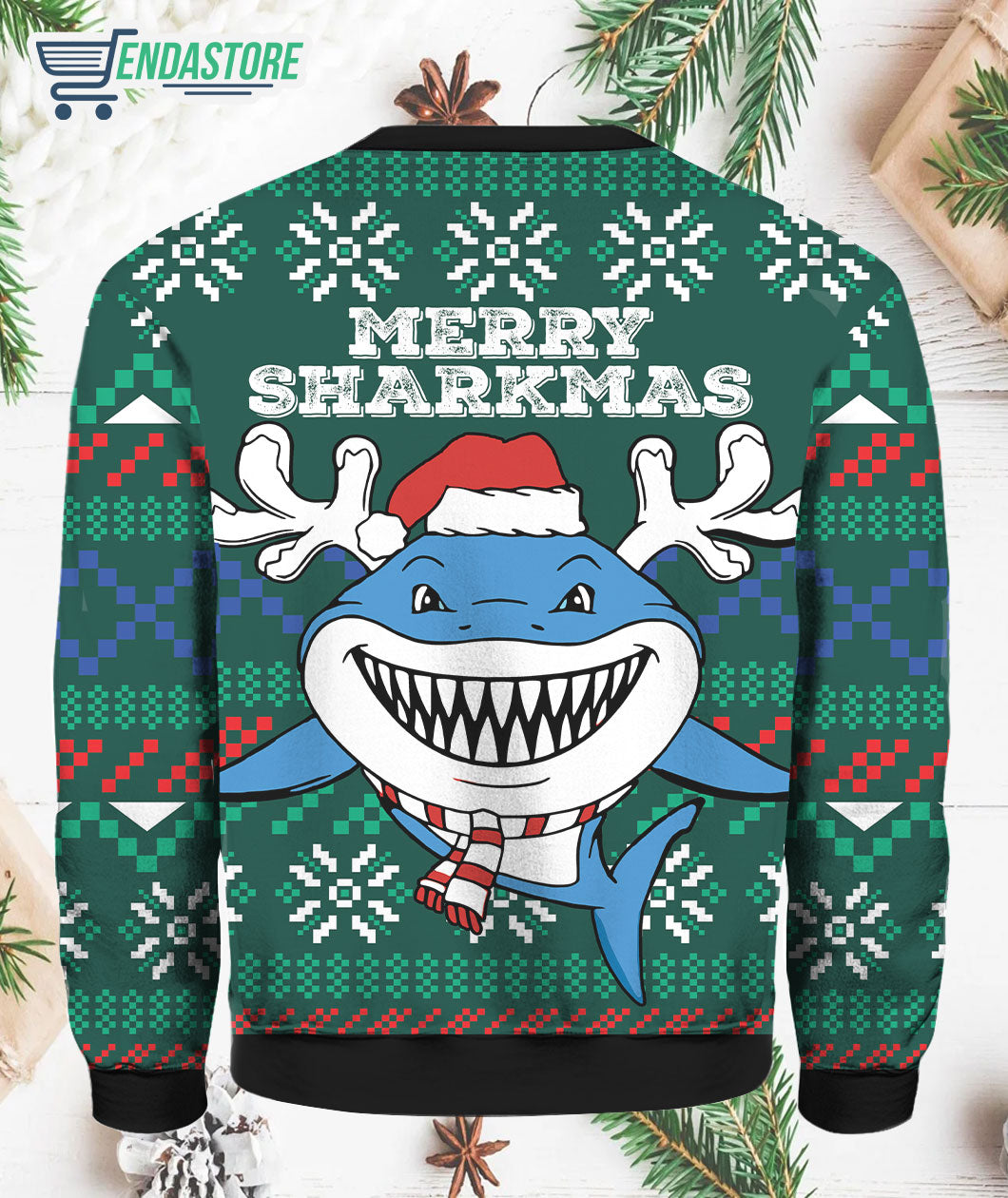 Shark merry sharkmas 3D Christmas Sweater - Holiday Gift product image 3