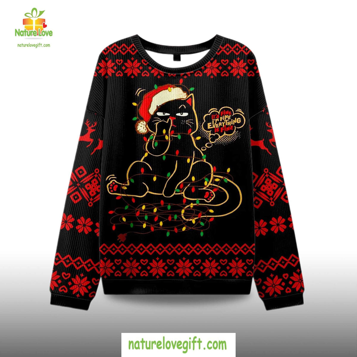 Its Fine Im Fine Everything Is Fine Ugly Christmas Sweater - Holiday Gift product image 2