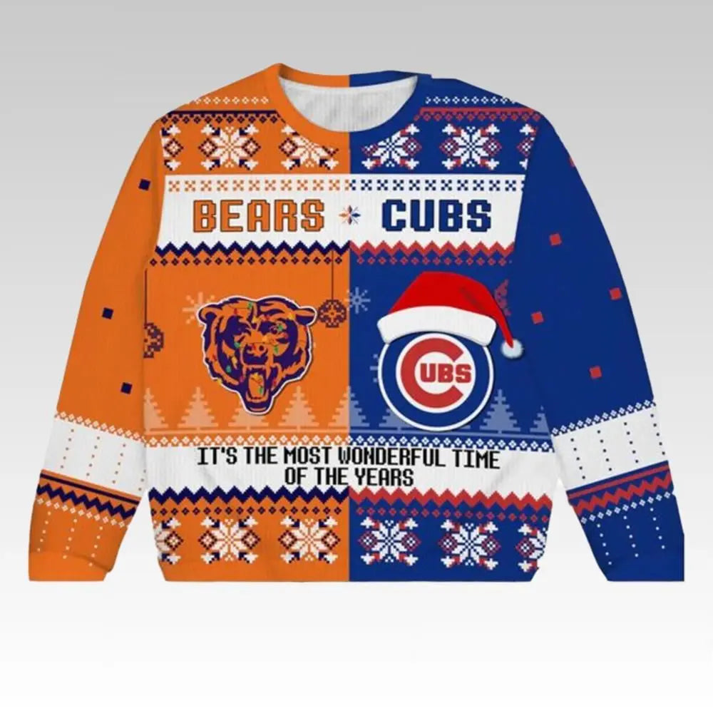 Bears Cubs It’s The Most Wonderful Time Of The Year Christmas Ugly Christmas Sweater - Holiday Gift product image 2