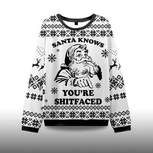2025Santa Knows You’re Shitfaced Ugly Christmas Sweater - Holiday Gift product image 4