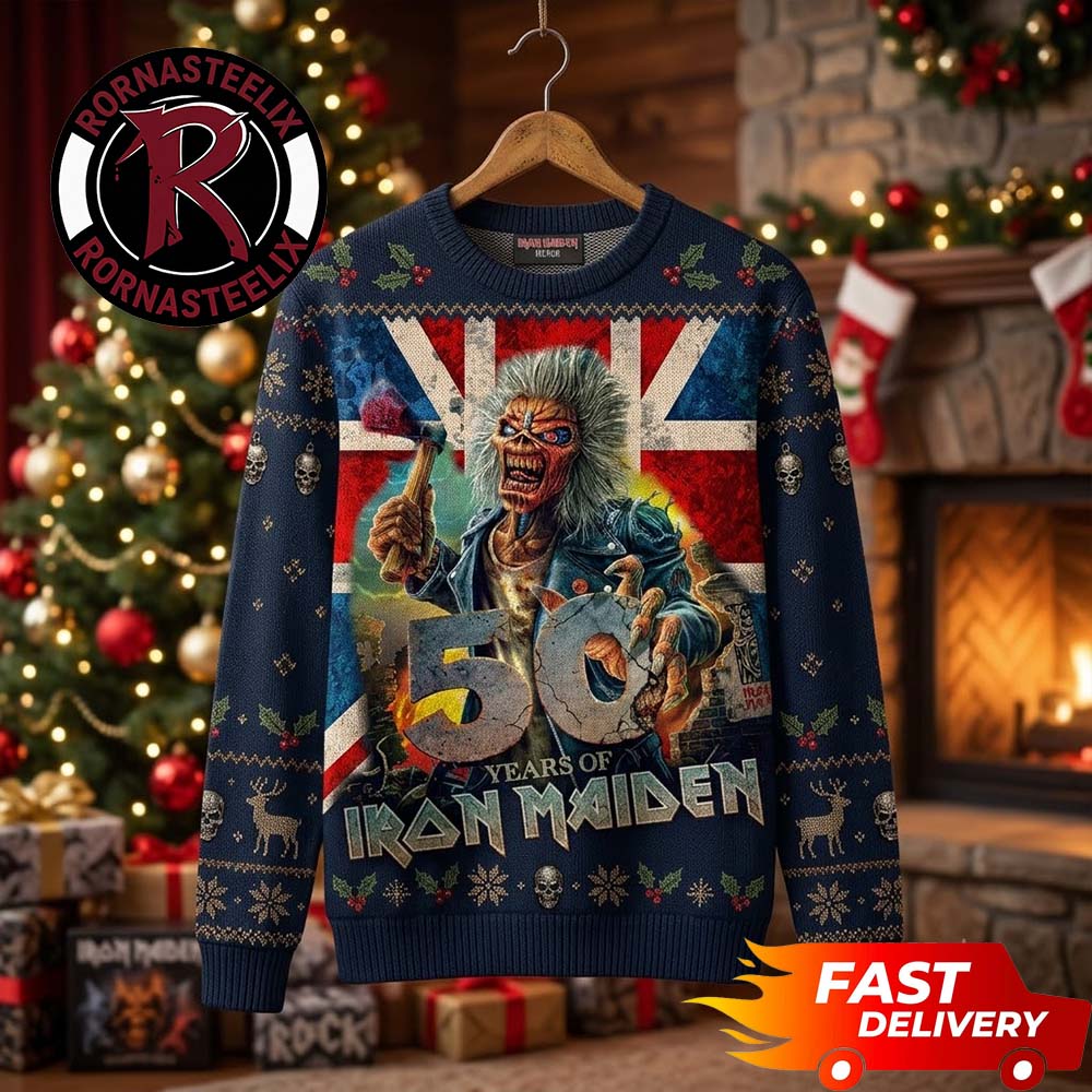 50 Years Of Iron Maiden Christmas Gift Holiday Iron Maiden Ugly Christmas Sweater - Holiday Gift product image