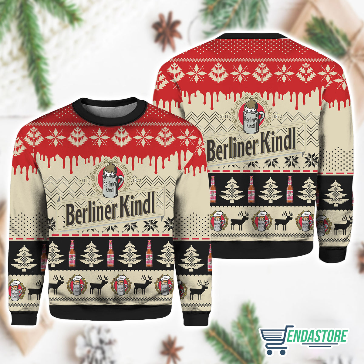 Berliner Kindl Beer 3D Ugly Christmas Sweater - Holiday Gift product image 3