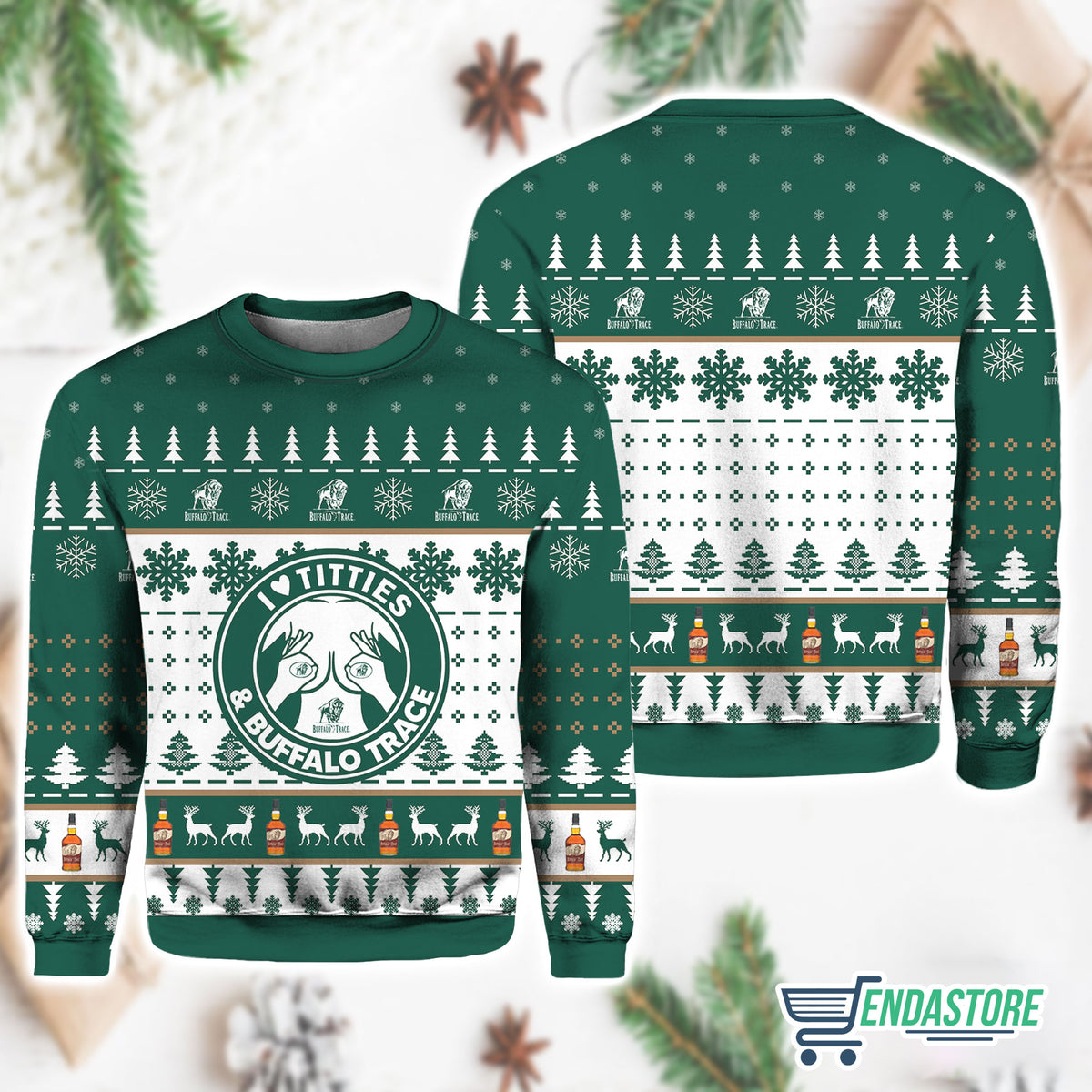 Buffalo Trace Titties 3D Ugly Christmas Sweater - Holiday Gift product image 3
