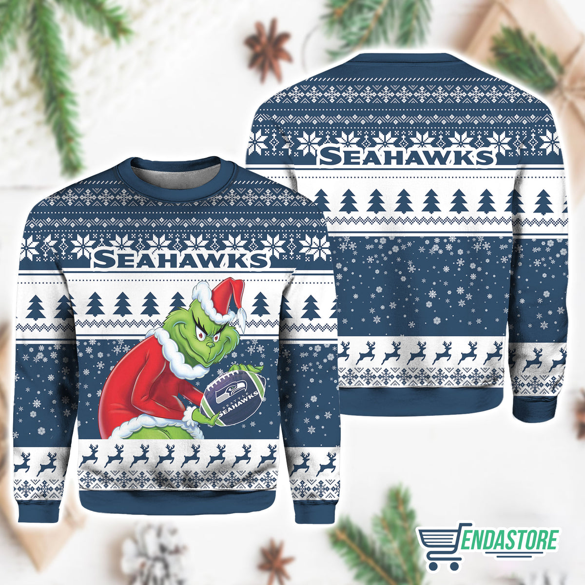 Grnch Seahawks 3D Christmas Sweater - Holiday Gift product image 3