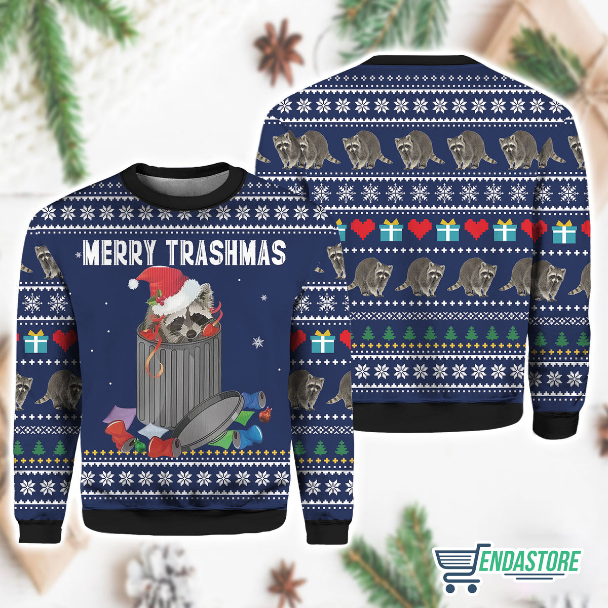 Raccoon Merry Trashmas 3D Ugly Christmas Sweater - Holiday Gift product image 3