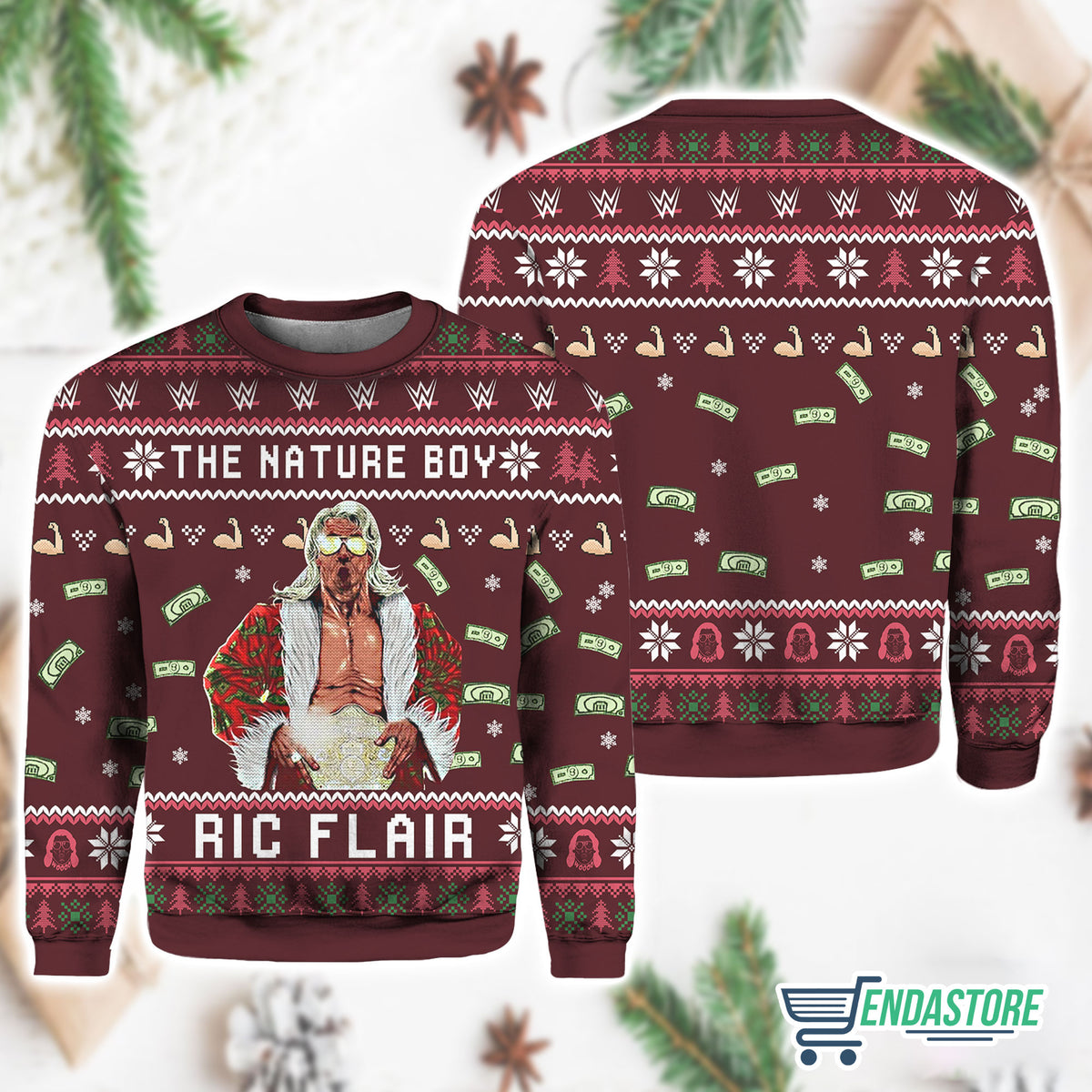The Nature Wrestler Boy Ric Flair 3D Christmas Sweater - Holiday Gift product image 4