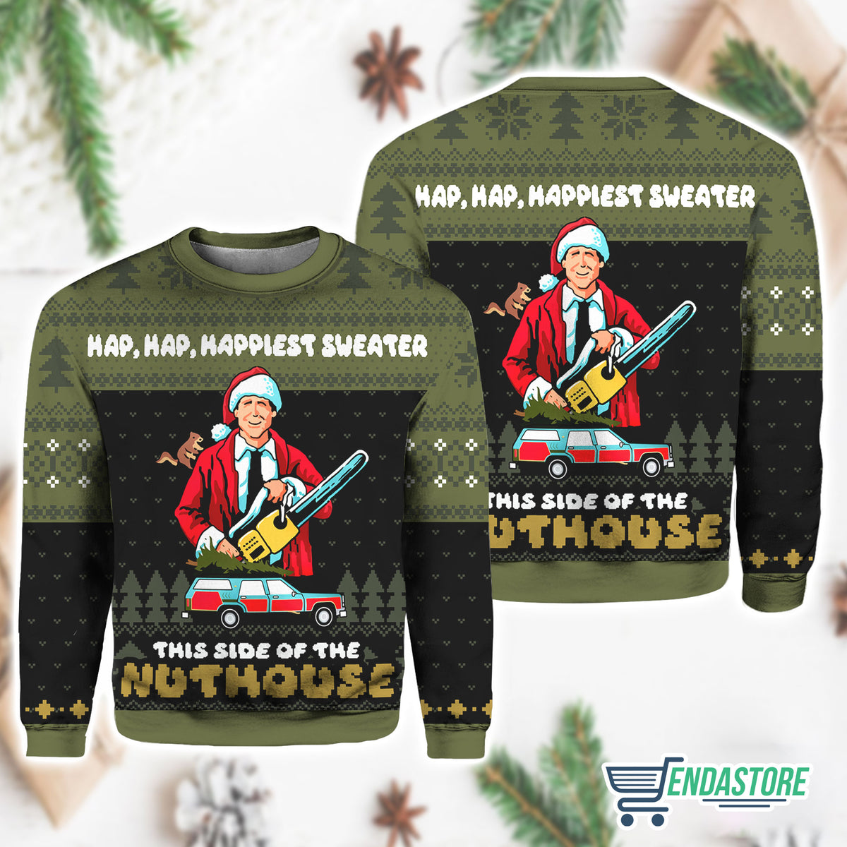 Hap Hap Happiest this Side of the Nuthouse 3D Christmas Sweater - Holiday Gift product image 3