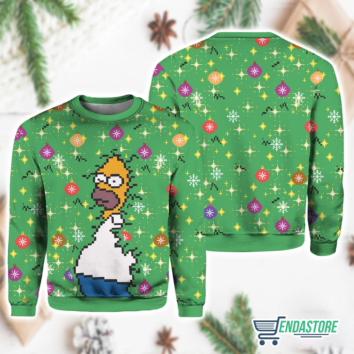 Homer Simpson Backs Into the Bushes 3D Ugly Christmas Sweater - Holiday Gift product image 3