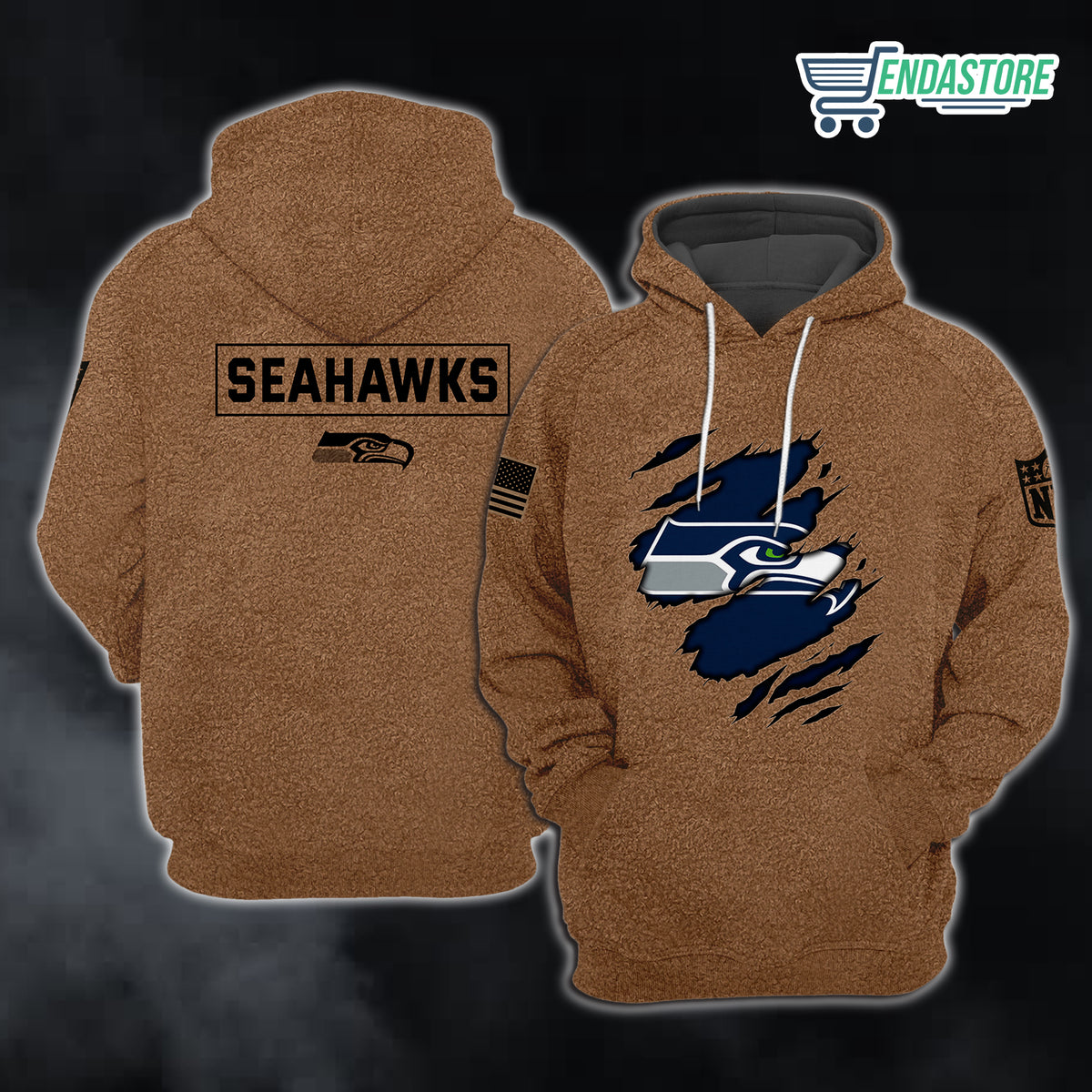 Seahawks Salute To Service Brown Sweatshirt 3D Sweater - Gift Idea product image 3