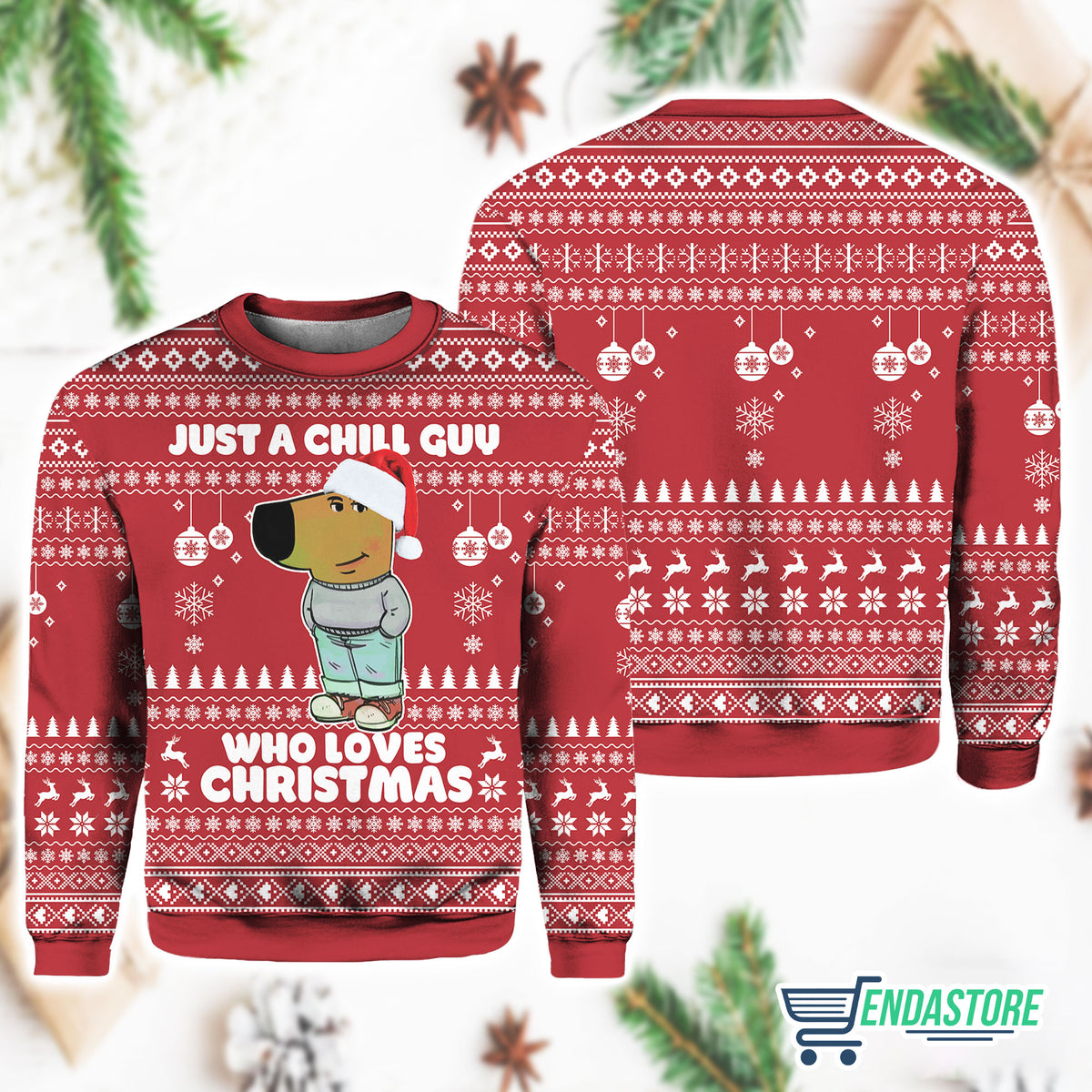 I’m Just A Chill Guy Meme Who Loves 3D Ugly Christmas Sweater - Holiday Gift product image 4