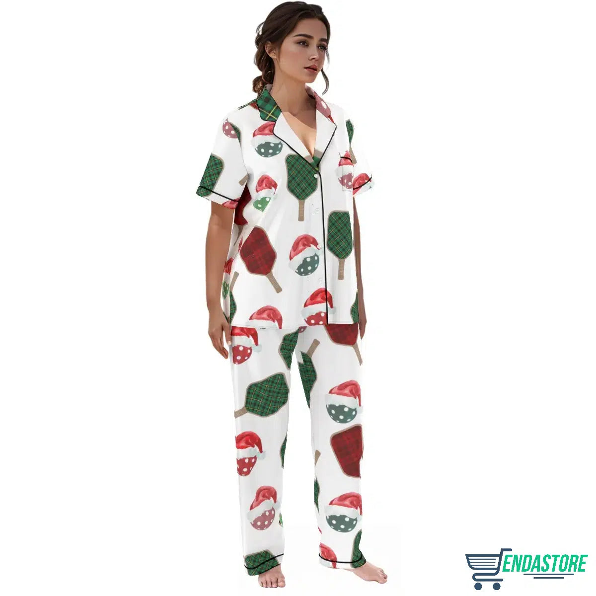 Christmas Pickleball Satin Pajama Set 3D Christmas Sweater - Holiday Gift product image 4