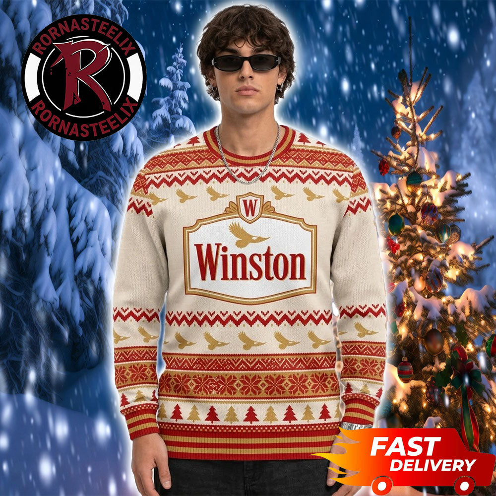 Cigarette Winston Logo Eagle Ugly Christmas Sweater - Holiday Gift product image