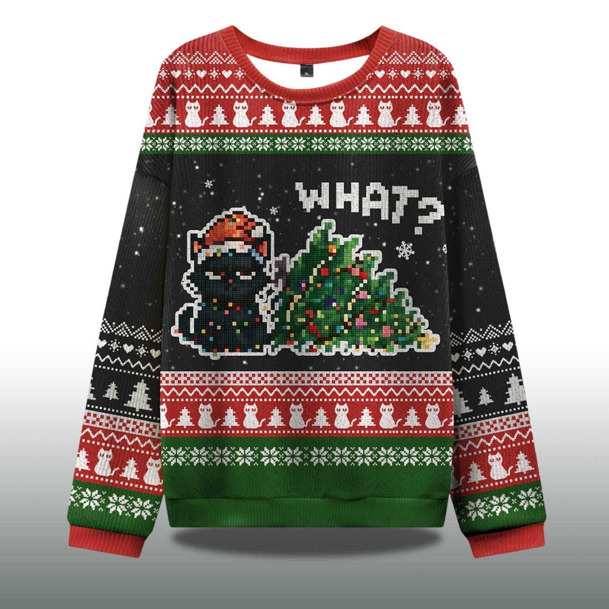Curious Cat Ugly Christmas Sweater - Holiday Gift product image 4