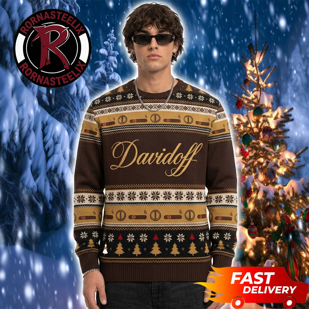 Davidoff Cigar Luxury Smoke Ugly Christmas Sweater - Gift Idea product image