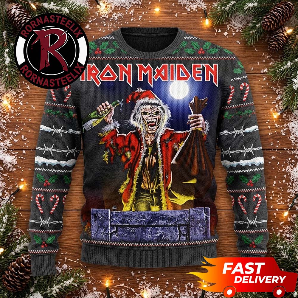 Eddie Santa Claus Christmas Holiday Metal Band Iron Maiden Ugly Christmas Sweater - Holiday Gift product image