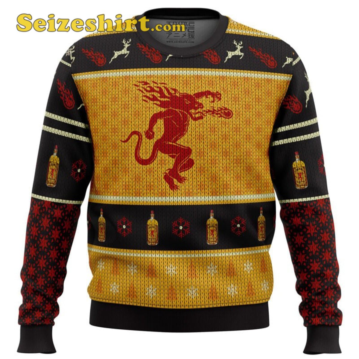 Fireball Cinnamon Whisky Ugly V Neck Ugly Christmas Sweater - Gift Idea product image