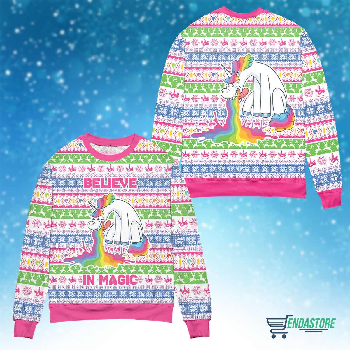 Unicorn believe in magic 3D Christmas Sweater - Holiday Gift product image 4
