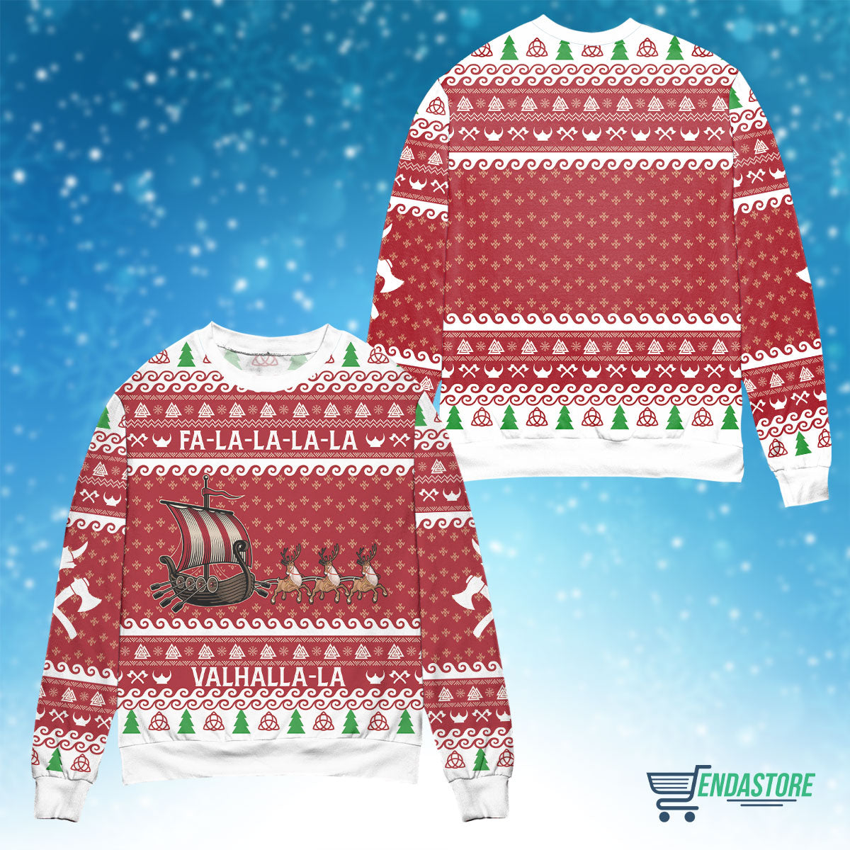 Fa la la valhalla Viking 3D Christmas Sweater - Holiday Gift product image 4