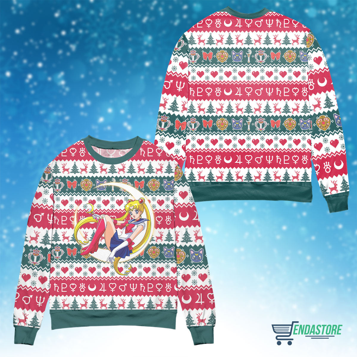 Sailor Moon sitting on Moon 3D Christmas Sweater - Holiday Gift product image 4