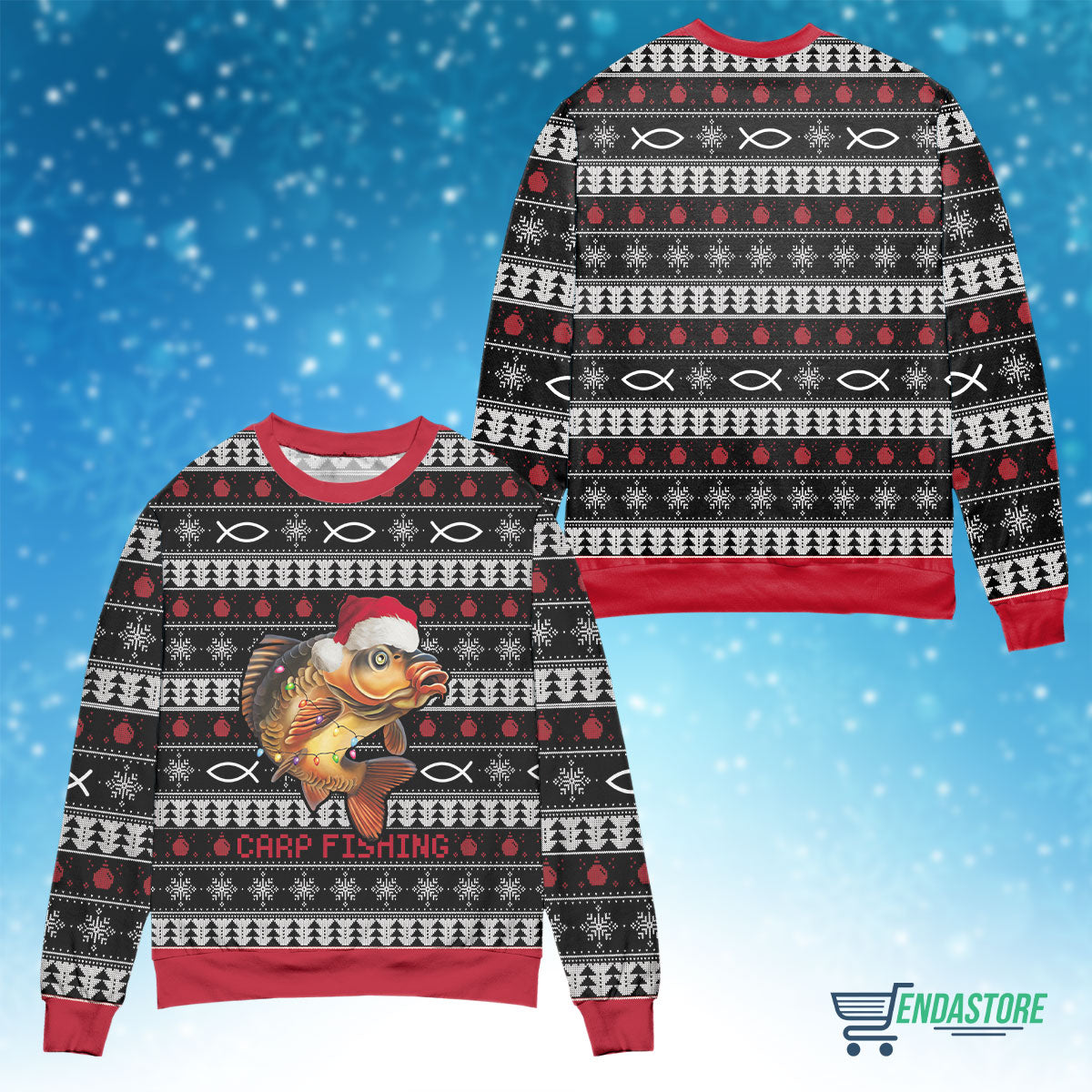 Carp fishing 3D Christmas Sweater - Holiday Gift product image 4