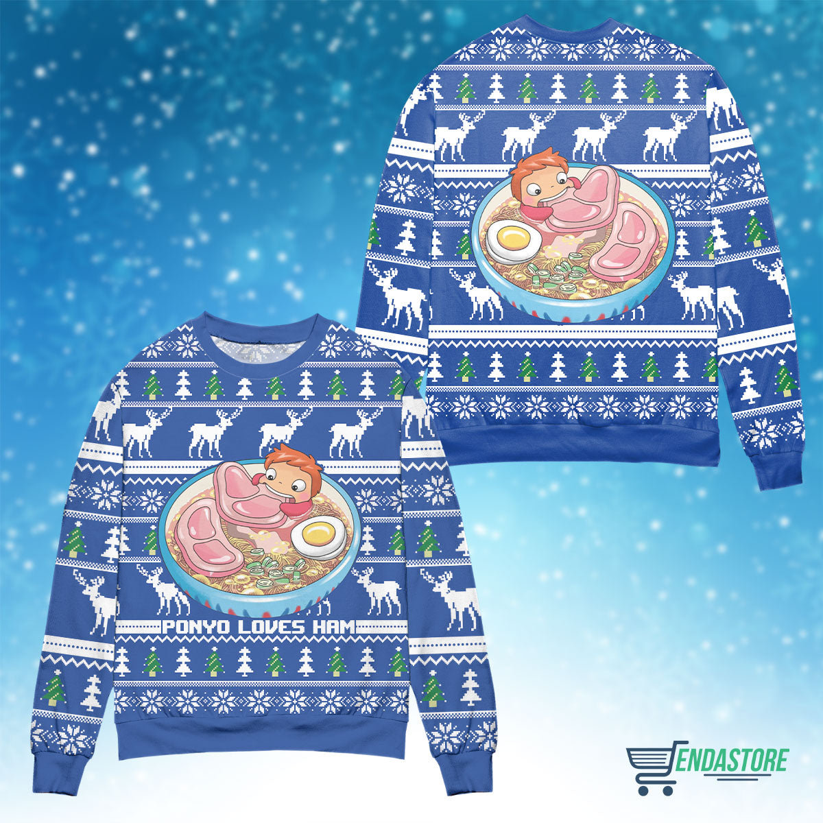 Ponyo Ham Miyazaki 3D Christmas Sweater - Holiday Gift product image 4