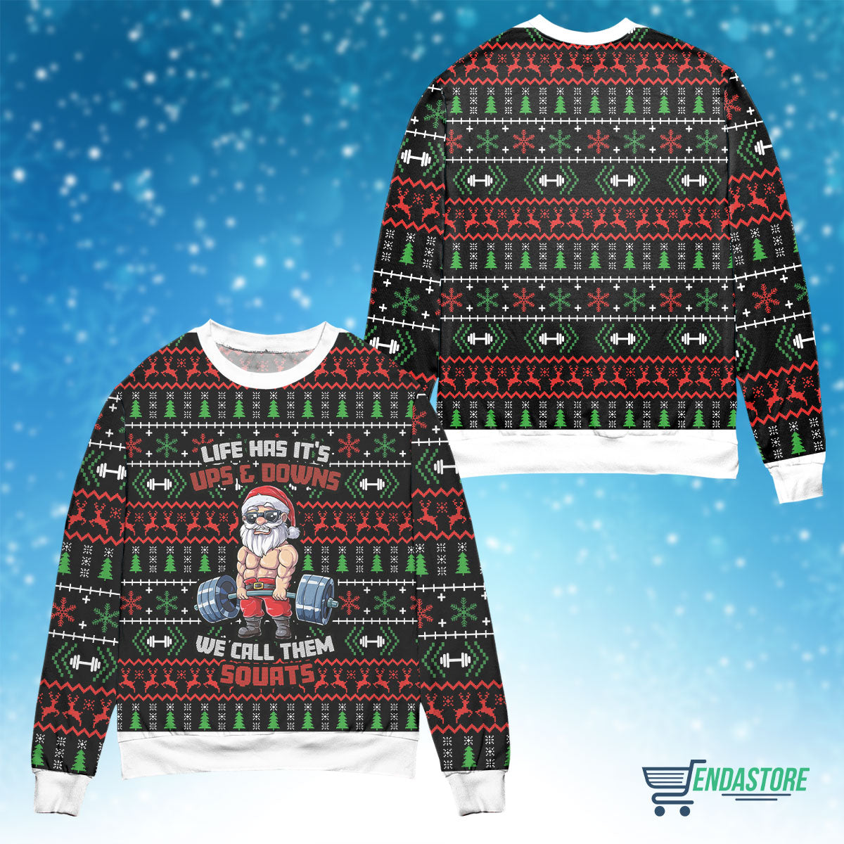 Santa love gym life has it’s ups and downs 3D Christmas Sweater - Holiday Gift product image 4