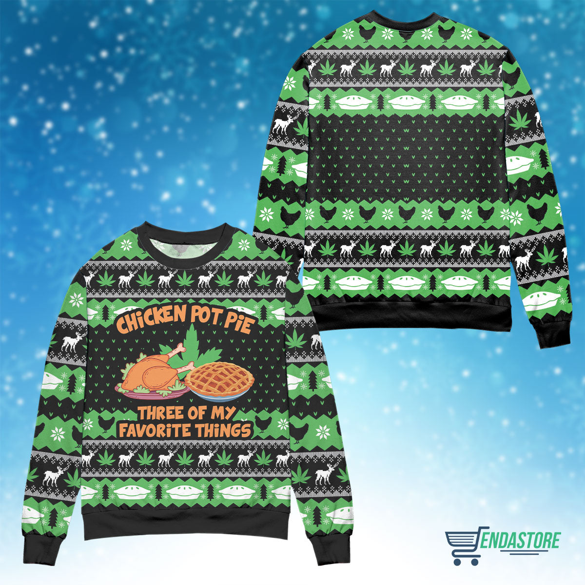 Chicken pot pie three of my favorite things 3D Christmas Sweater - Holiday Gift product image 4