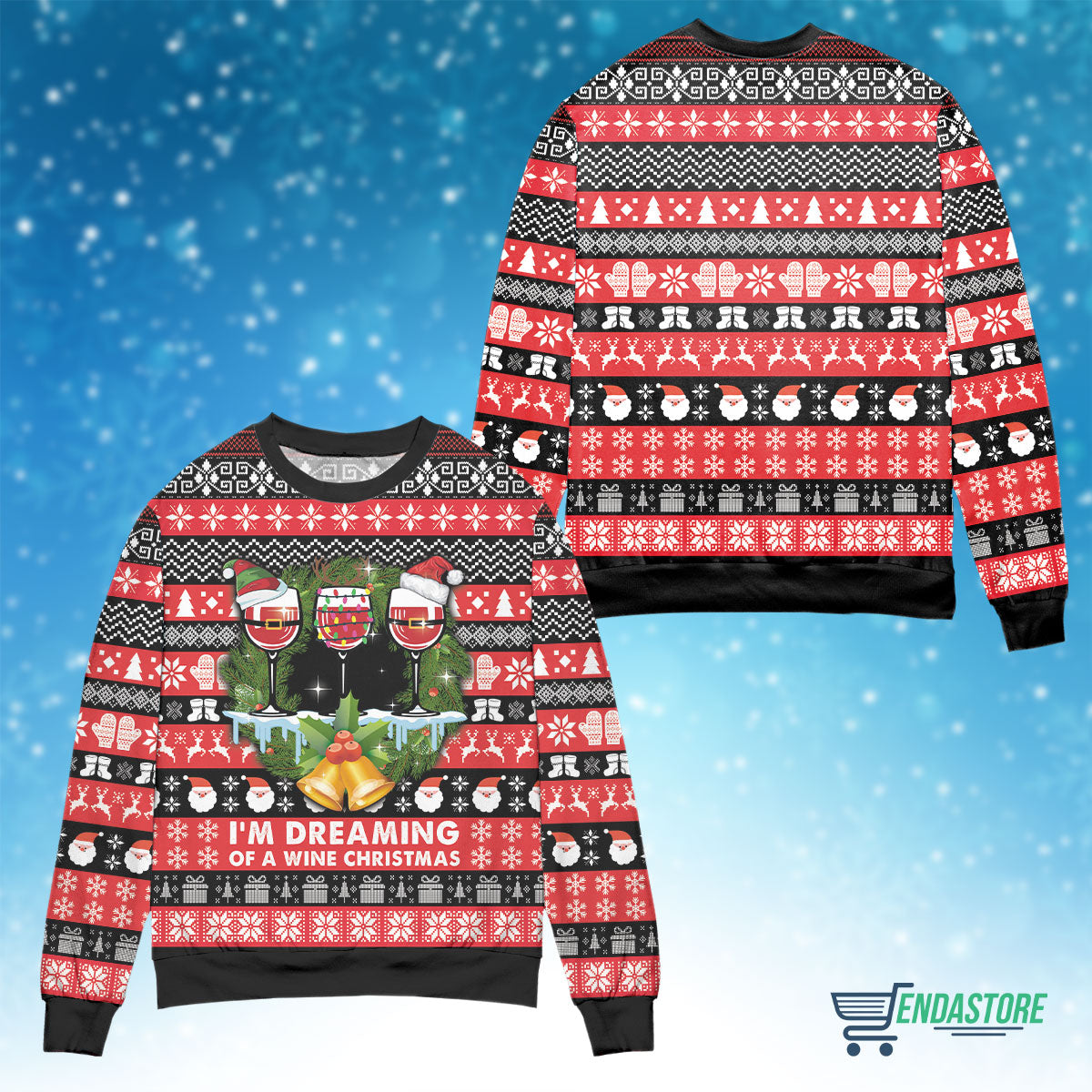 Red Wine I’m dreaming of a wine 3D Christmas Sweater - Holiday Gift product image 4