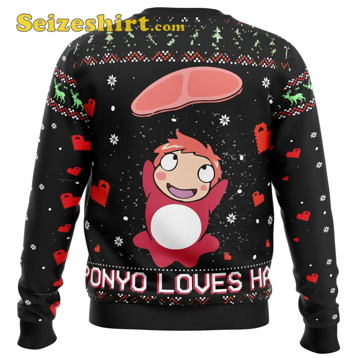 Ghibli Ponyo Loves Ham Ugly Christmas Sweater - Gift Idea product image 2