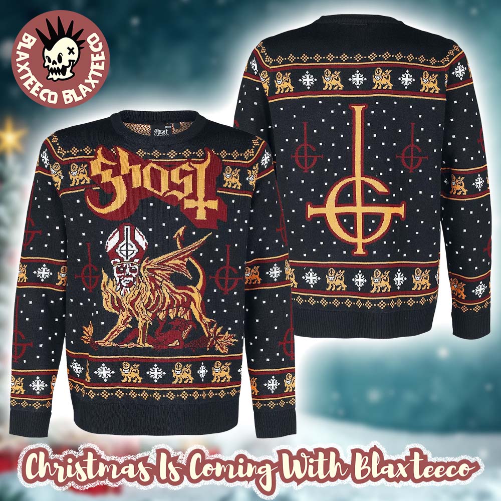 Ghost Band Papa Emeritus Chimera Satanic Cross Logo Black Ugly Christmas Sweater - Holiday Gift product image