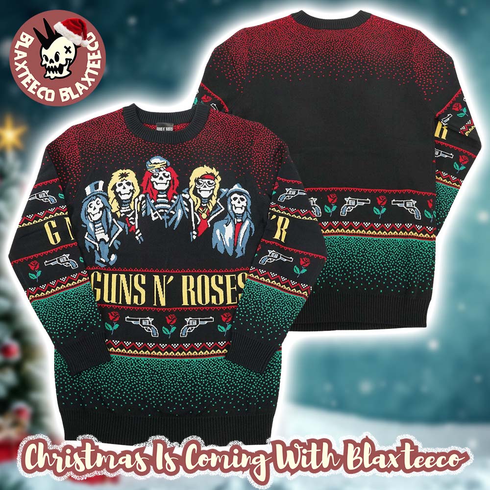 Guns N Roses Holiday 19 Bravado Band Members Skeletons Holiday Ugly Christmas Sweater - Holiday Gift product image