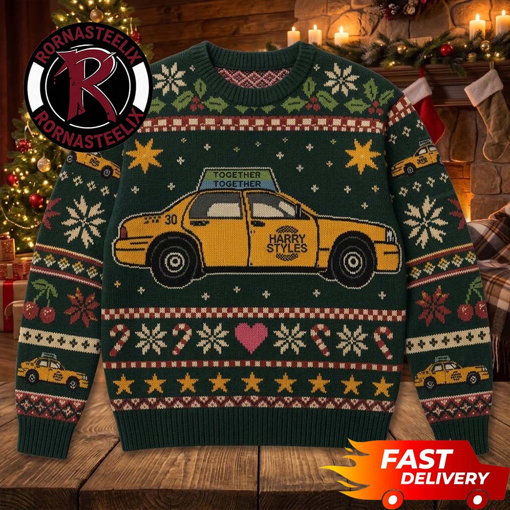 Harry Styles Together Together Tour York Christmas Gift Taxi Car Pattern Harry Styles Ugly Christmas Sweater - Holiday Gift product image