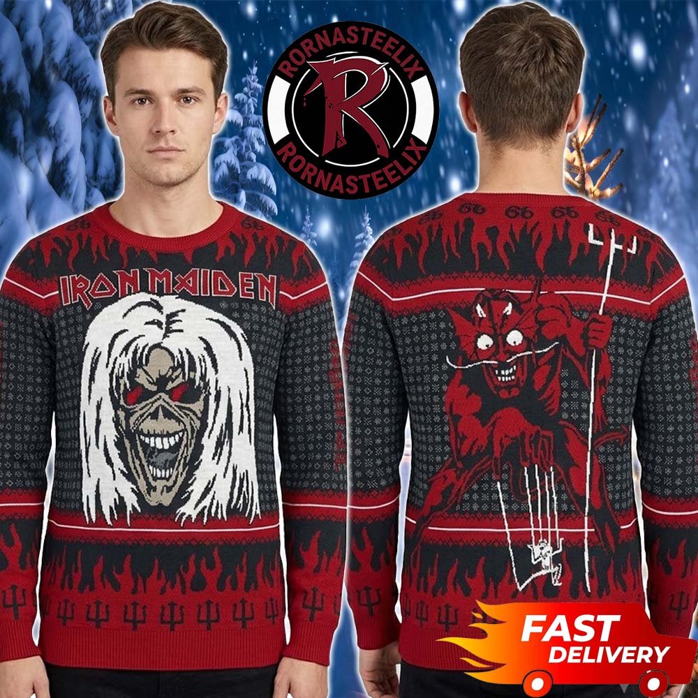Iron Maiden Bravado Red Demon Metal Band Iron Maiden Ugly Christmas Sweater - Gift for Music Fans product image