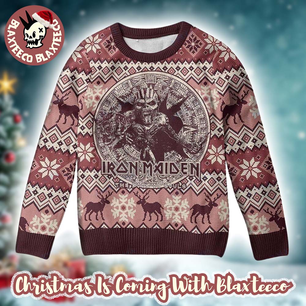 Iron Maiden The Book Of Souls Mayan Eddie Reindeer Snowflakes Pattern Xmas Gift For Fans Ugly Christmas Sweater - Holiday Gift product image