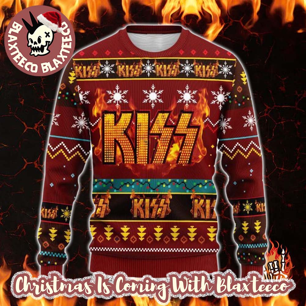 Kiss Fire Logo Rock Fan Lover Ugly Christmas Sweater - Holiday Gift product image
