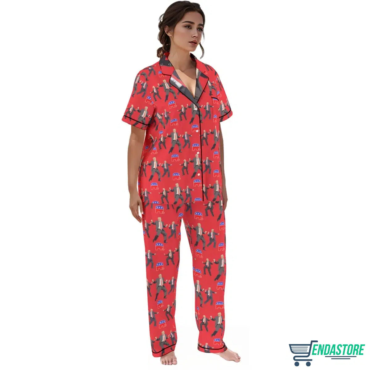 LONG-Red Trump Dancing Christmas Pajamas Set 3D Christmas Sweater - Holiday Gift product image 4