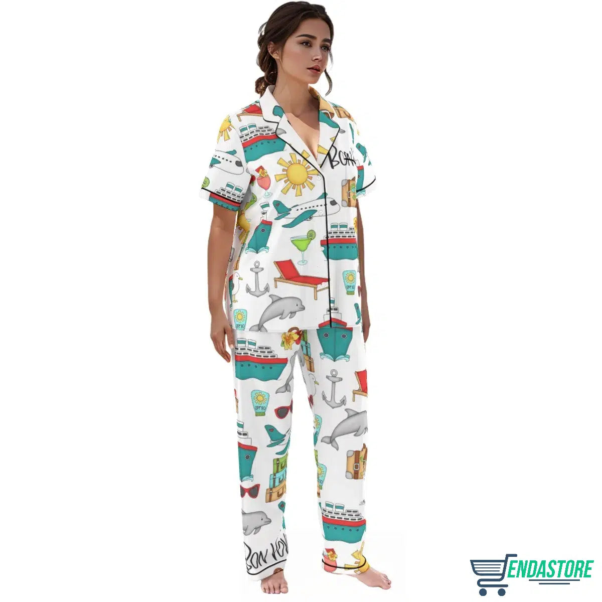 Long Bon Voyage Cruise Satin Pajama Set 3D Sweater - Gift Idea product image 4