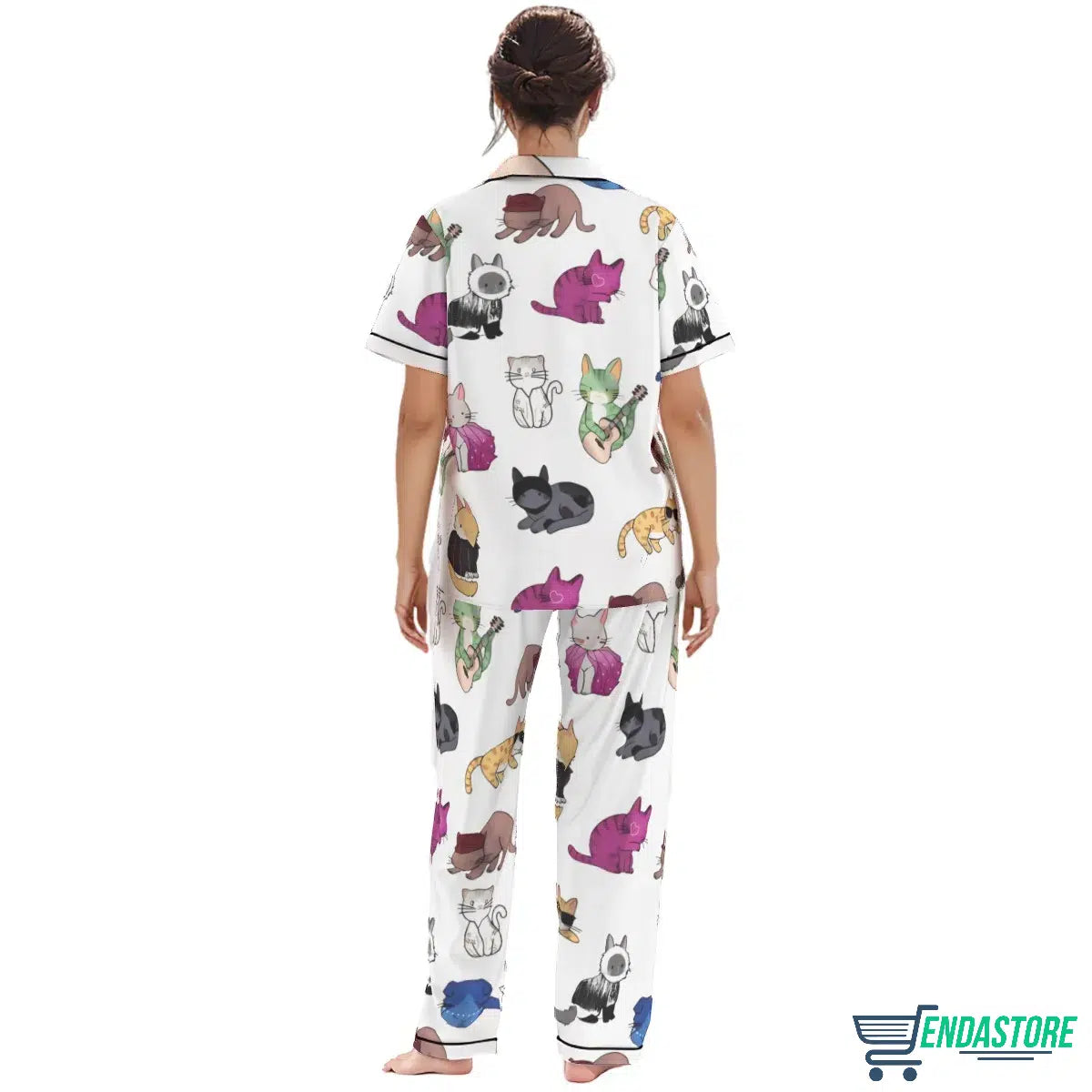 Long Cat Lovers Satin Pajama Set 3D Sweater - Gift for Animal Lovers product image 4