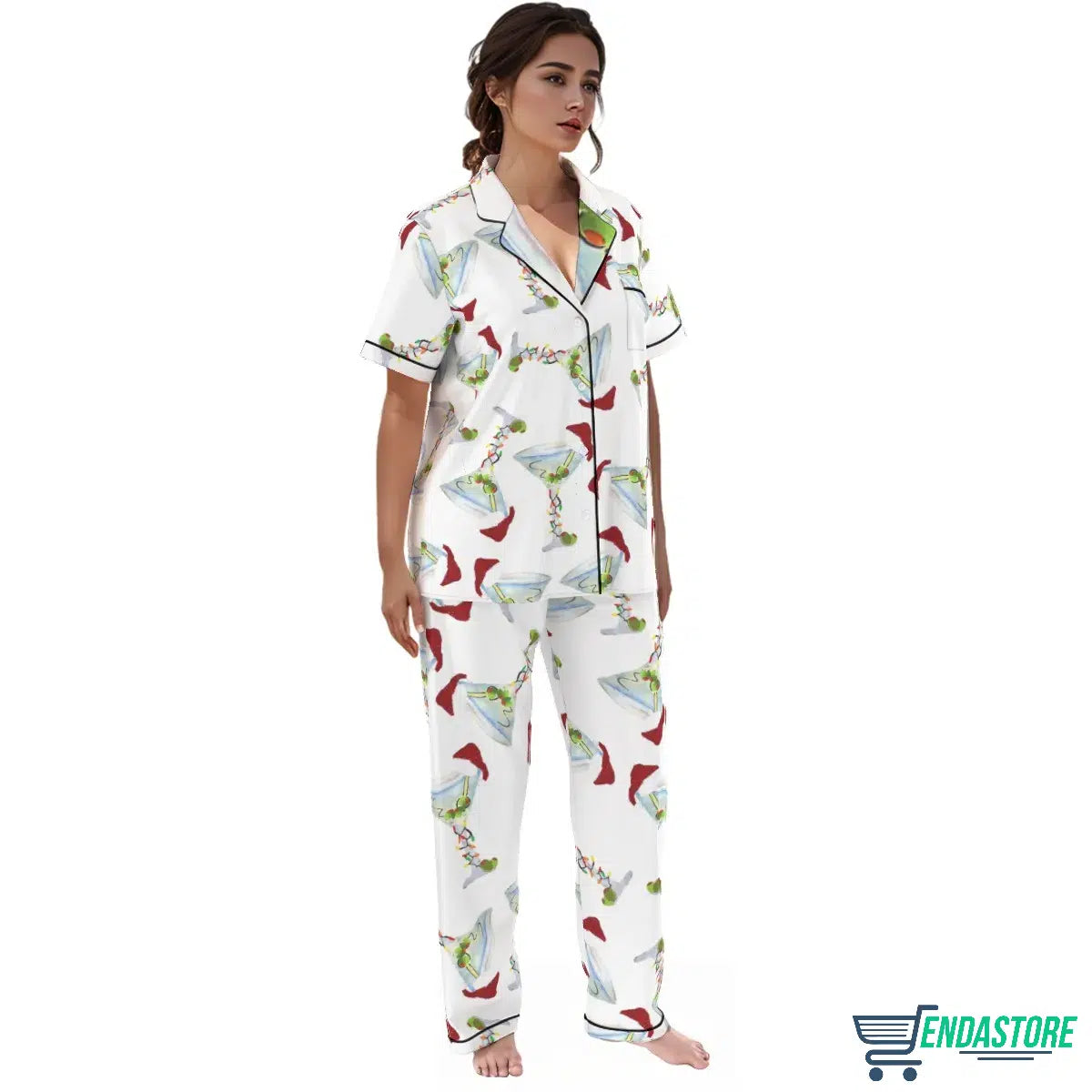 Martini Christmas Satin Pajama Set long 3D Christmas Sweater - Holiday Gift product image 4