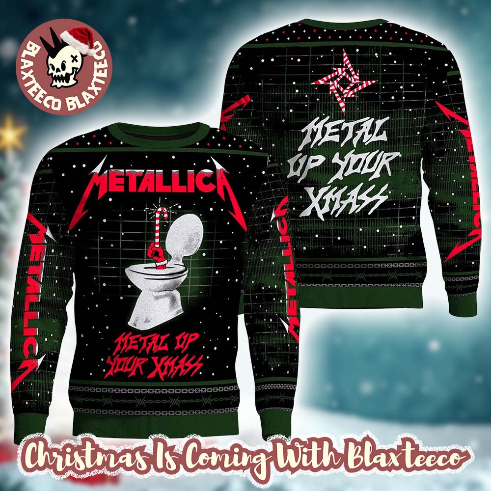 Metallica Metal Up Your Xmass Funny Toilet Candy Crane Holiday Gift Ugly Christmas Sweater - Holiday Gift product image