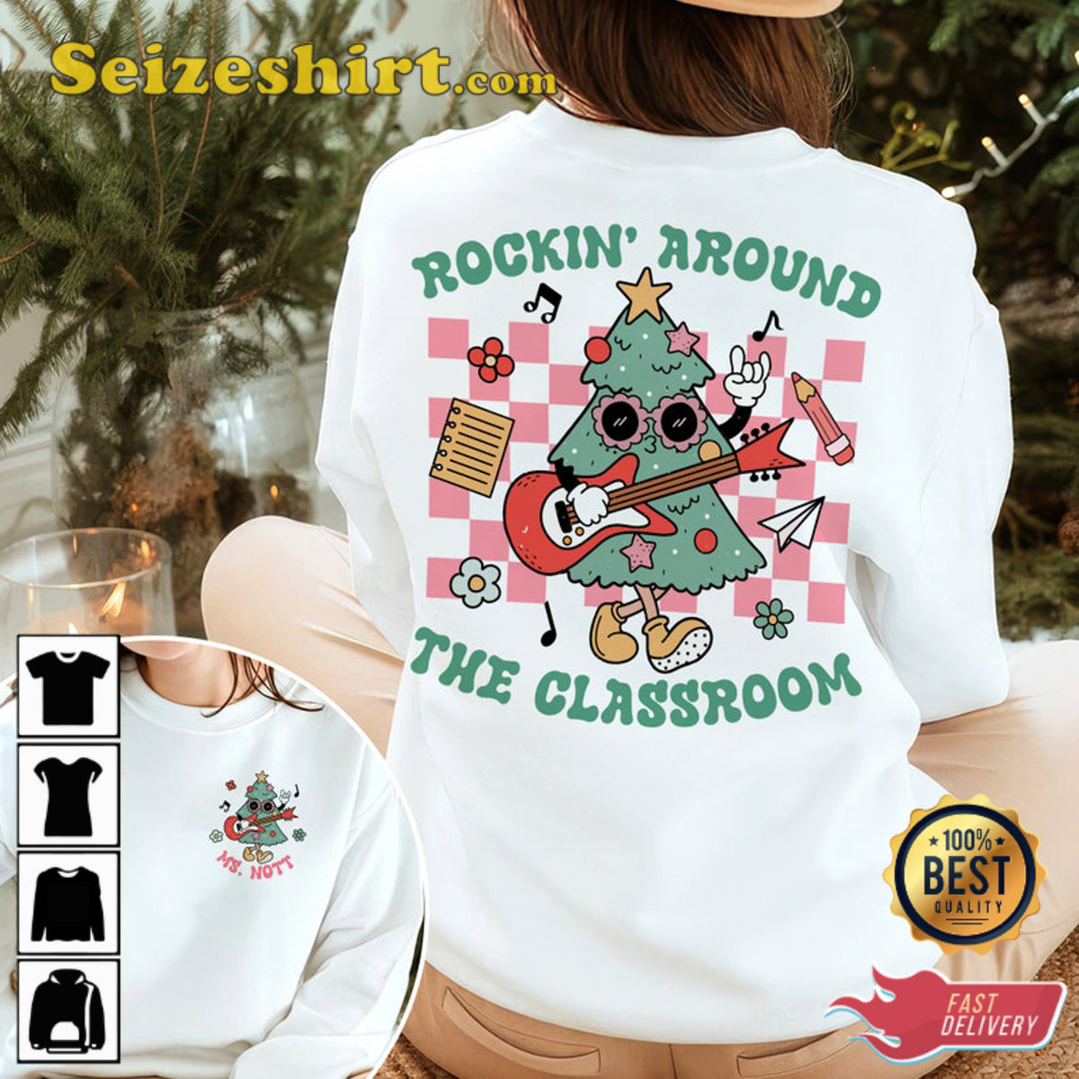Rockin Around The Classroom, Teacher , Teacher Gifts Christmas Sweater - Holiday Gift product image 3