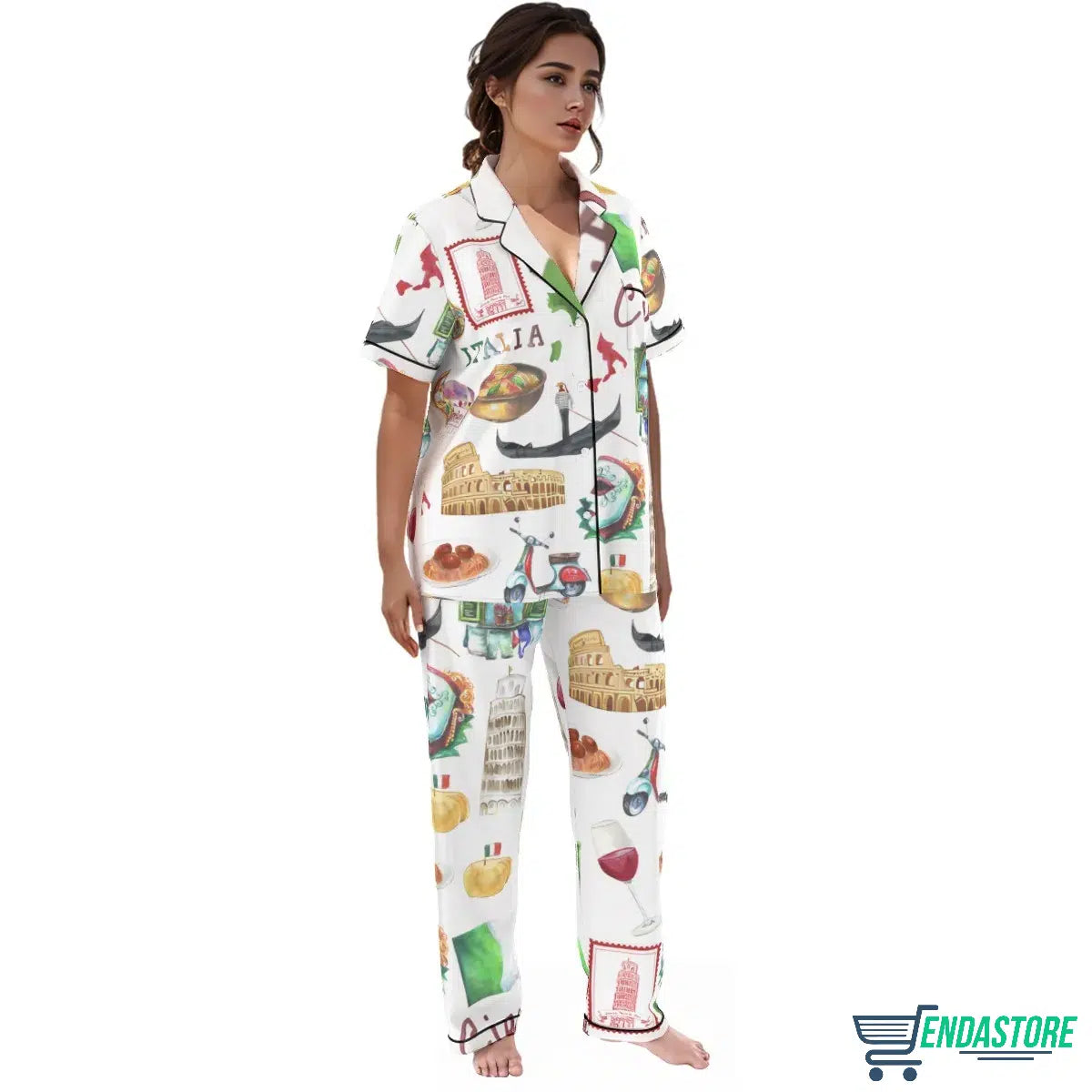 Rome Italy Travel Jubilee Satin Pajama Set 3D Sweater - Gift Idea product image 4
