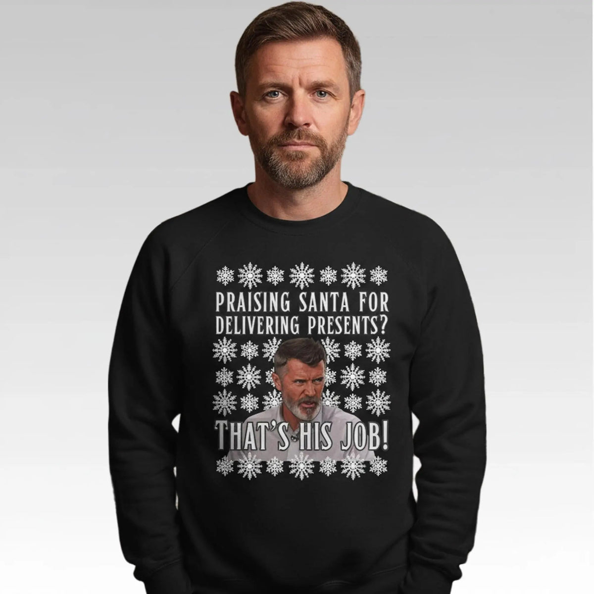 Rooney Praising Santa For Delivering Presents That’s His Jobl Ugly Christmas Sweater - Holiday Gift product image 2