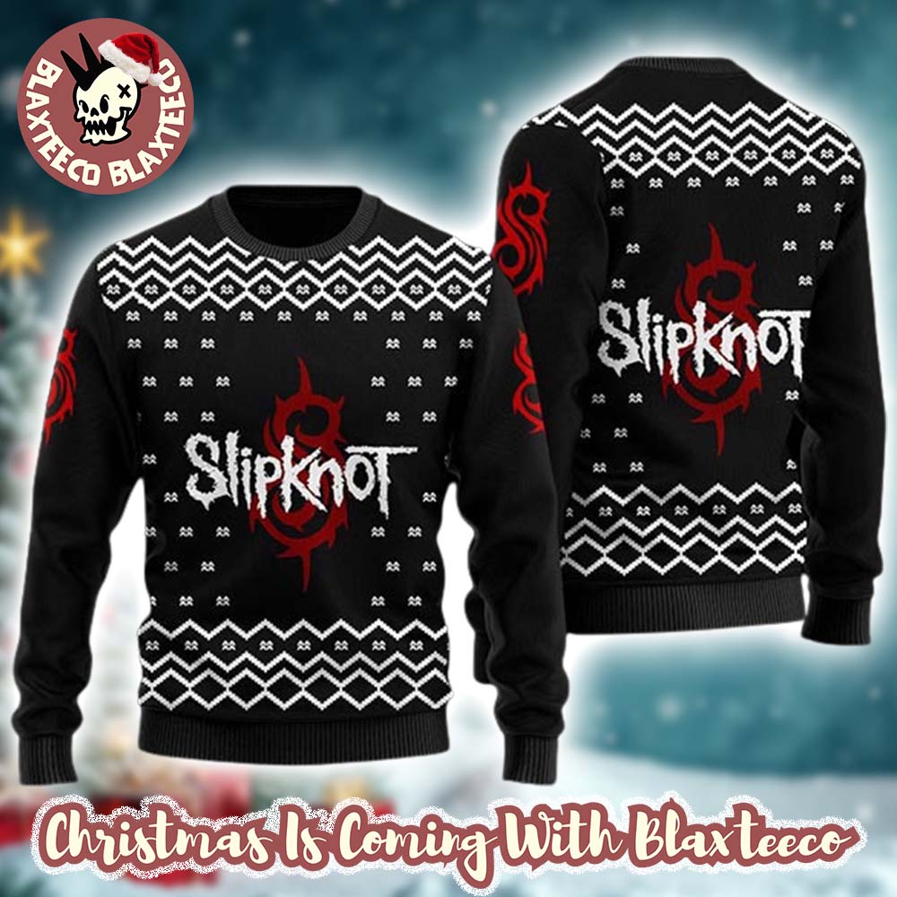 Slipknot Band Signature White Logo Xmas Gifts Ugly Christmas Sweater - Holiday Gift product image