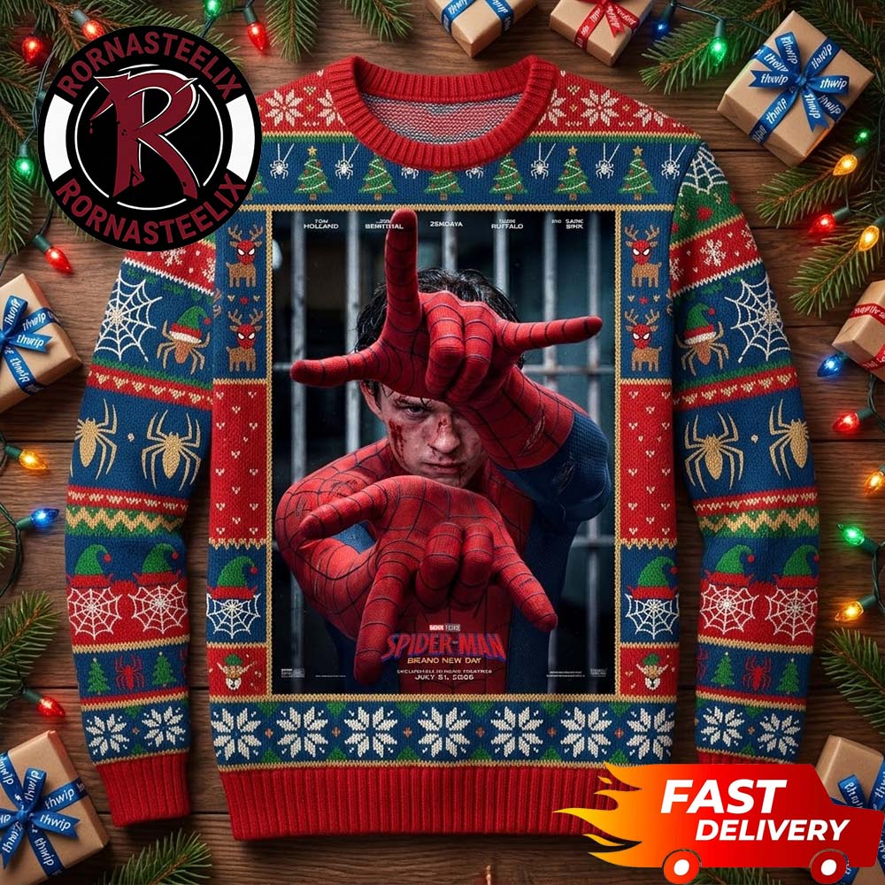 Tom Holland Spider Man Dark Mode Brand Day Spider Man Ugly Christmas Sweater - Gift Idea product image