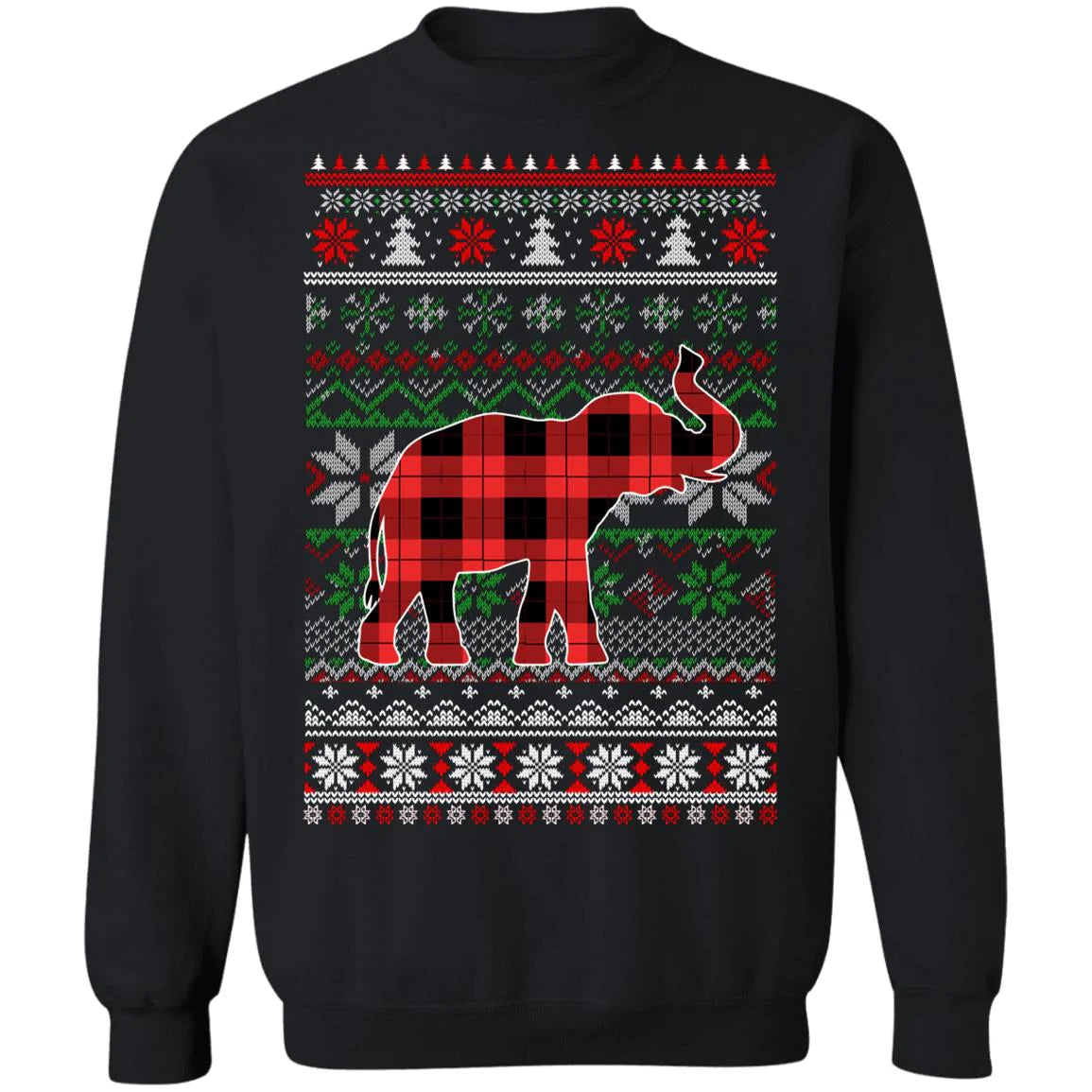 Elephant red plaid Christmas Sweater - Holiday Gift product image 2