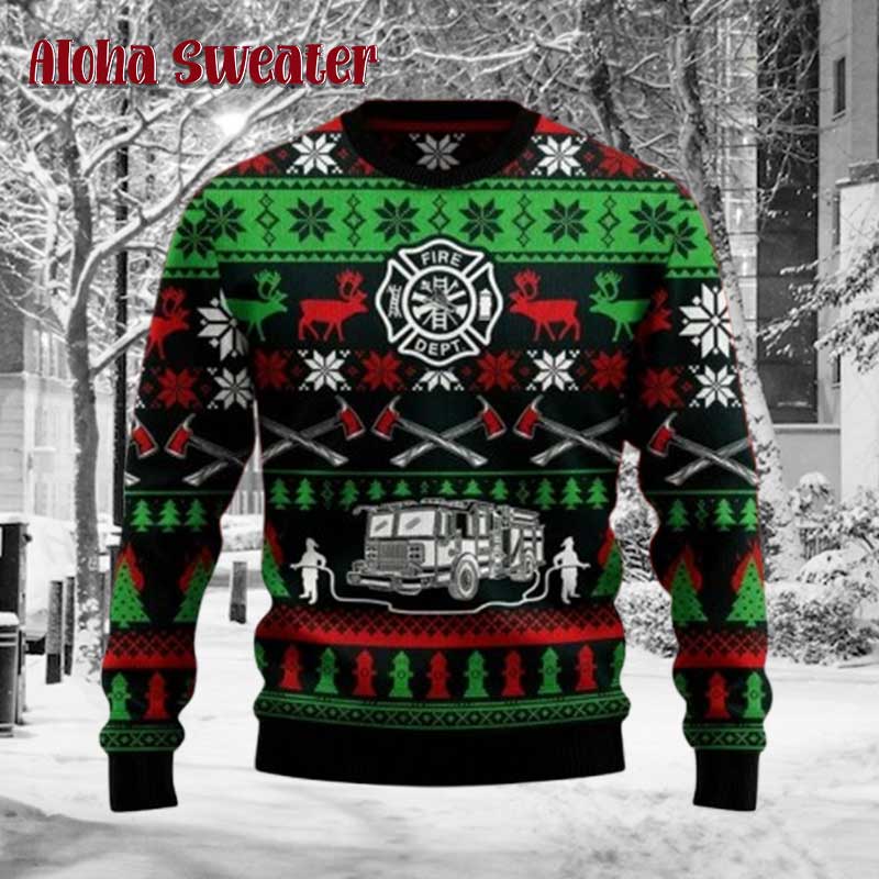 Funny Firefighter Rescue Team Ugly Christmas Sweater - Holiday Gift product image 5