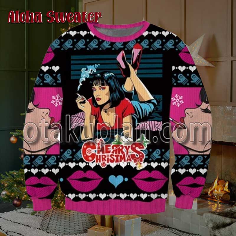 Pixel Dancing Lines Pulp Fiction Ugly Christmas Sweater - Holiday Gift product image 5
