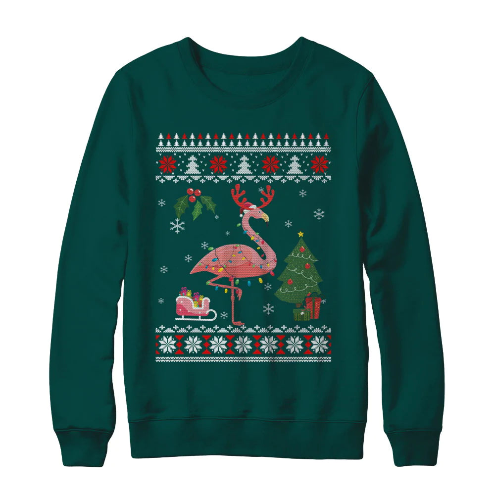 Santa hat flamingo reindeer Christmas Sweater - Holiday Gift product image 4